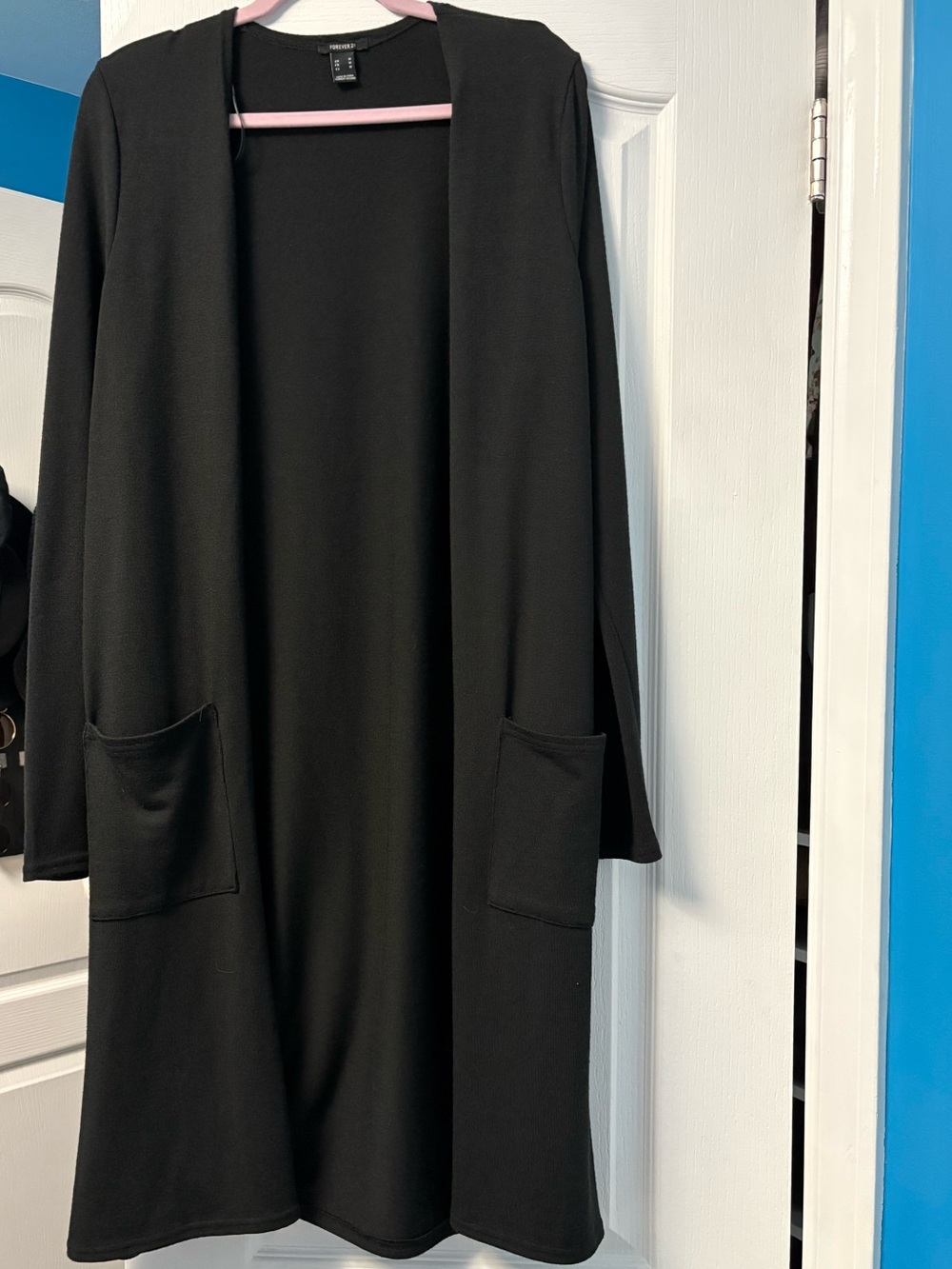 Forever 21 Black Long Open-Front Coatigan